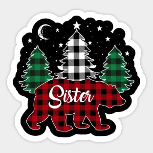 Sister Bear Buffalo Red Plaid Matching Family Christmas Sticker